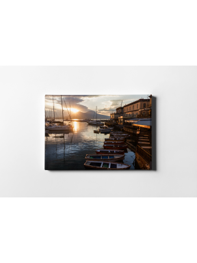 Panorama Napoli Barche, Stampa su tela